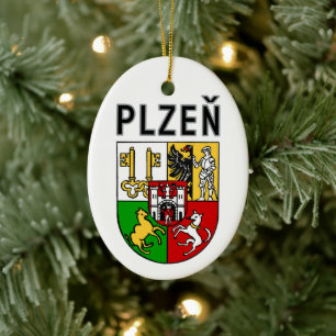 Adorno De Cerámica Escudo de Armas de Plzeň, República Checa