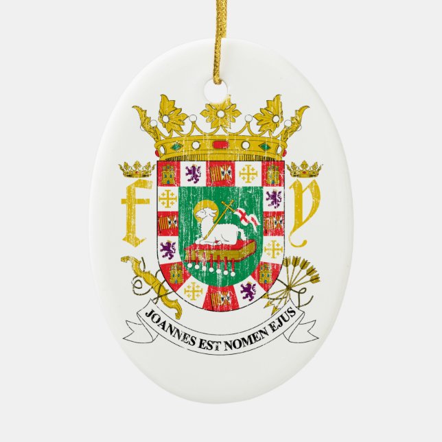 Adorno De Cerámica Escudo de armas de Puerto Rico (Frente)