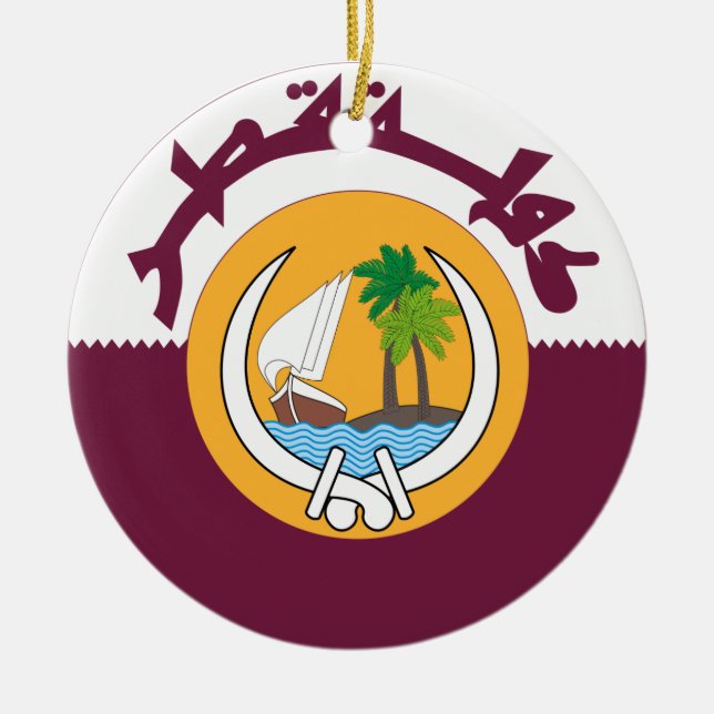 Adorno De Cerámica Escudo de armas de Qatar (Frente)