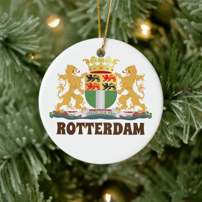 Adorno De Cerámica Escudo de armas de Rotterdam, Países Bajos (Árbol)