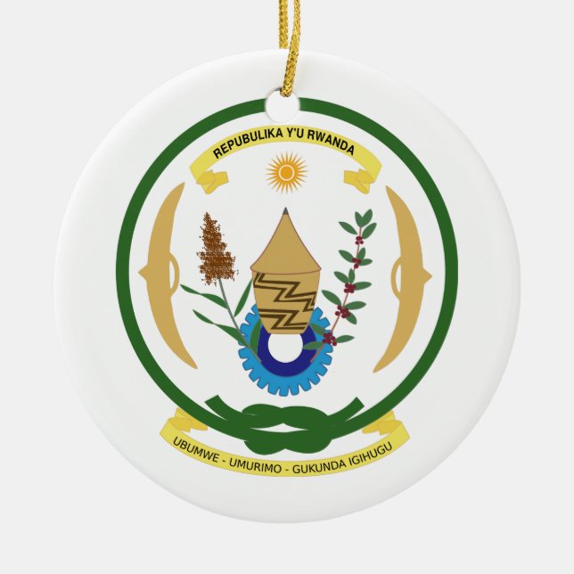 Adorno De Cerámica Escudo de armas de Rwanda (Frente)