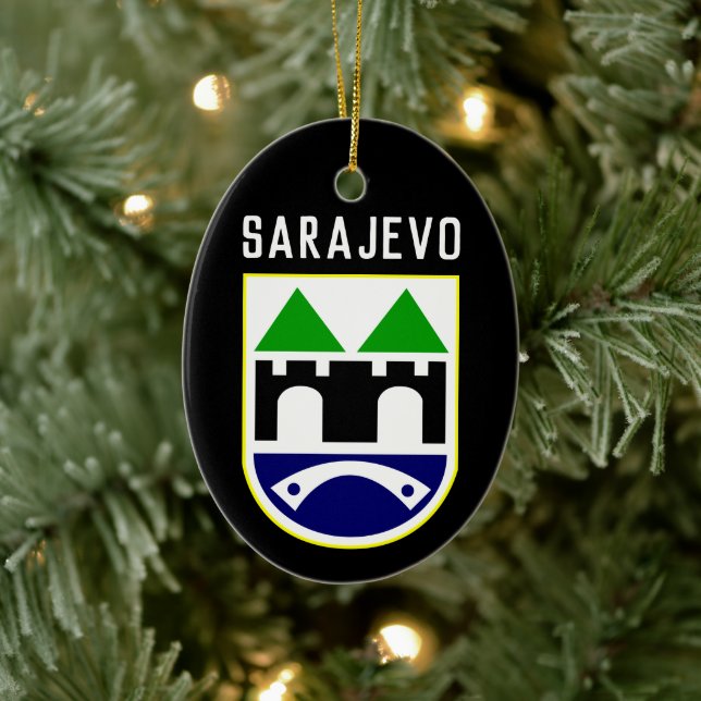 Adorno De Cerámica Escudo de armas de Sarajevo, Bosnia y Herzegovina (Árbol)