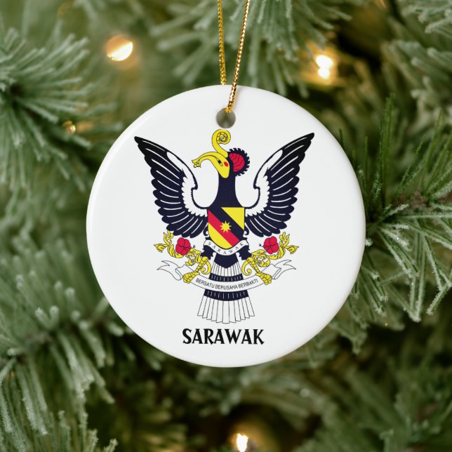 Adorno De Cerámica Escudo de armas de Sarawak - MALASIA (Árbol)