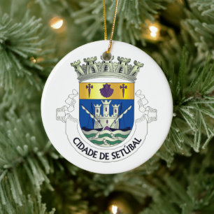 Adorno De Cerámica Escudo de Armas de Setúbal, PORTUGAL