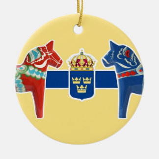 Adorno De Cerámica Escudo de armas de Suecia Dala