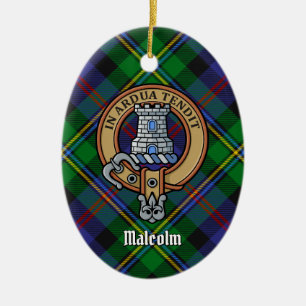 Adorno De Cerámica Escudo de armas del Clan Malcolm sobre tartán
