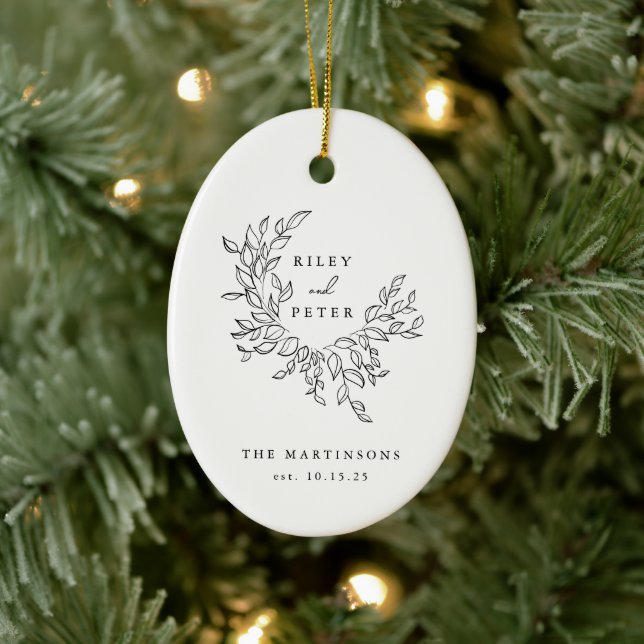 Adorno De Cerámica Escudo de boda elegante Keepsake personalizado (Árbol)