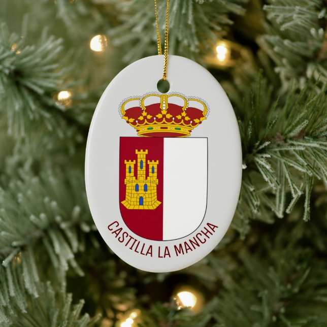 Adorno De Cerámica Escudo de Castilla La Mancha - España (Árbol)
