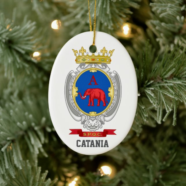 Adorno De Cerámica Escudo de Catania, Sicilia (Árbol)