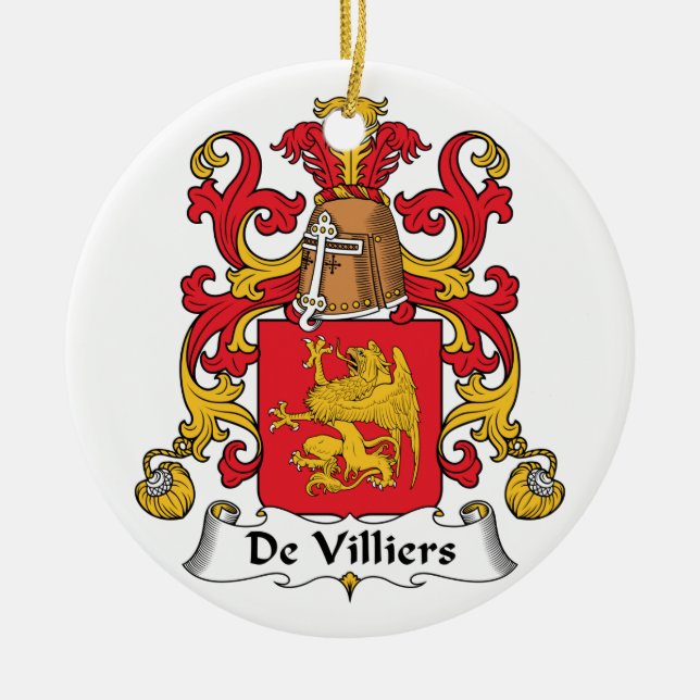 Adorno De Cerámica Escudo de De Villiers Family (Frente)