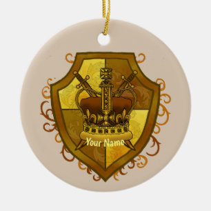 Adorno De Cerámica Escudo de espada de corona apellido