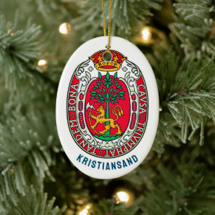Adorno De Cerámica Escudo de Kristiansand, NORUEGA