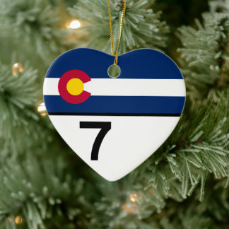 Adorno De Cerámica Escudo de la Carretera Estatal 7 de Colorado