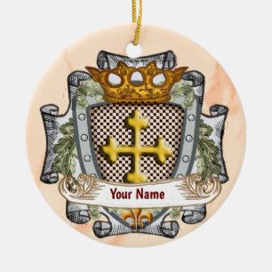 Adorno De Cerámica Escudo de la familia Brave Apellido