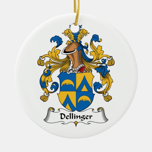 Adorno De Cerámica Escudo de la familia de Dellinger (Frente)