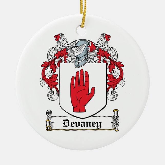 Adorno De Cerámica Escudo de la familia de Devaney (Frente)