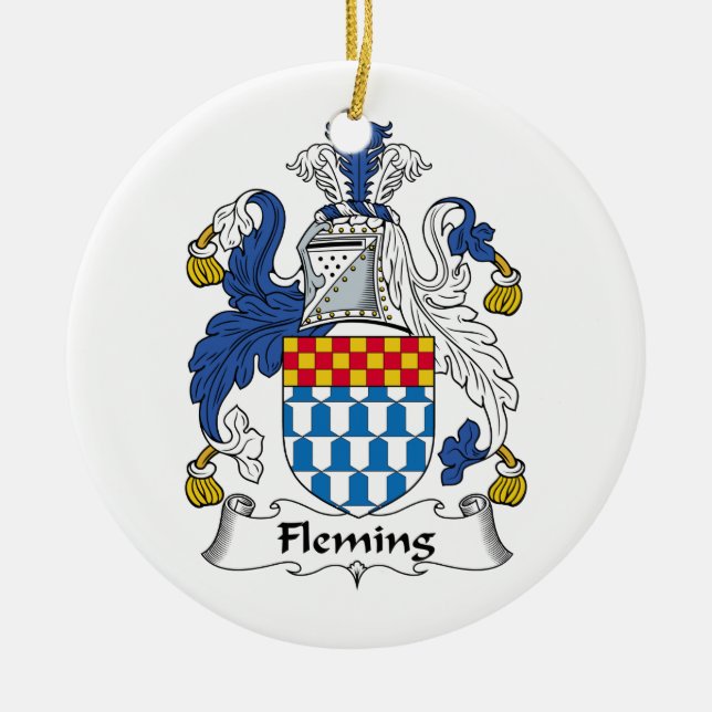 Adorno De Cerámica Escudo de la familia de Fleming (Frente)