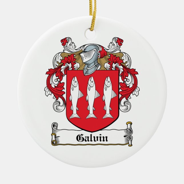Adorno De Cerámica Escudo de la familia de Galvin (Frente)