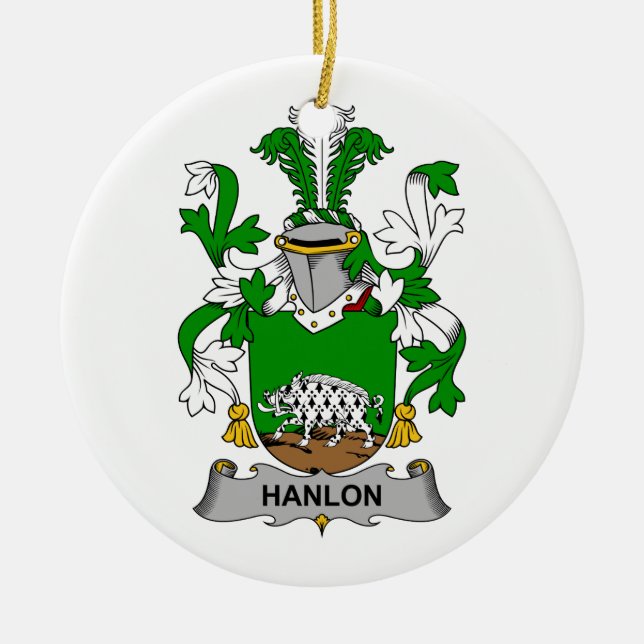 Adorno De Cerámica Escudo de la familia de Hanlon (Frente)