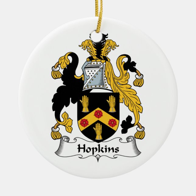 Adorno De Cerámica Escudo de la familia de Hopkins (Frente)