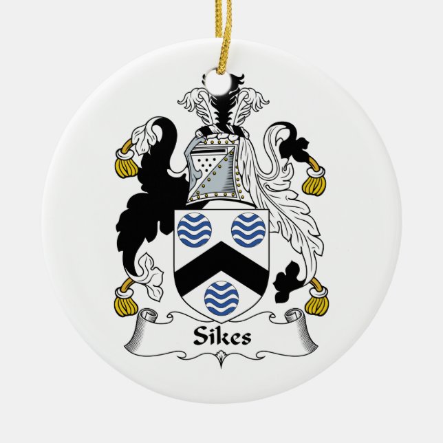 Adorno De Cerámica Escudo de la familia de Sikes (Frente)
