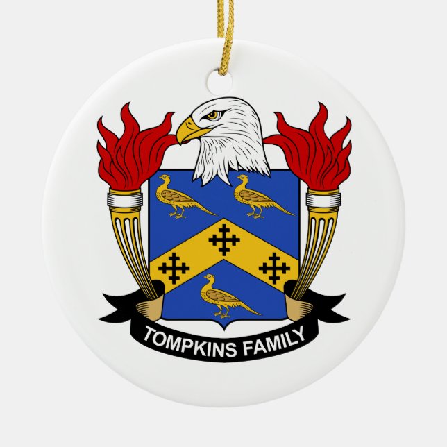 Adorno De Cerámica Escudo de la familia de Tompkins (Frente)