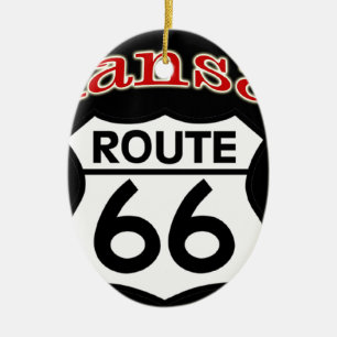 Adorno De Cerámica Escudo de la ruta 66 de Kansas