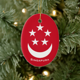 Adorno De Cerámica Escudo de Singapur con nombre añadido