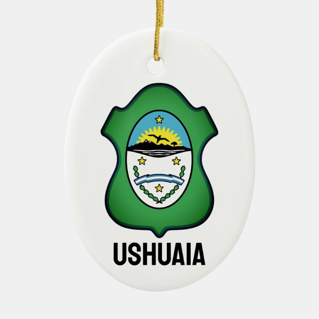 Adorno De Cerámica Escudo de Ushuaia - Argentina (Frente)