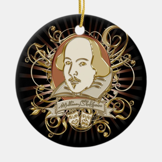 Adorno De Cerámica Escudo de William Shakespeare (oro) (Frente)