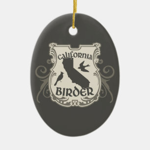 Adorno De Cerámica Escudo del Birder de California