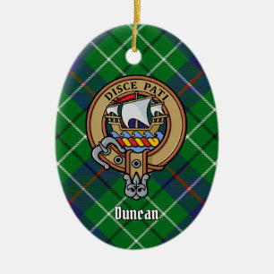Adorno De Cerámica Escudo del Clan Duncan sobre tartán