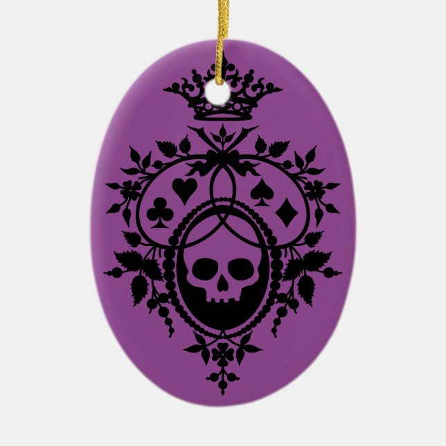 Adorno De Cerámica Escudo morado con calavera y trajes de carpintero (Frente)