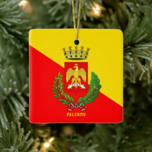 Adorno De Cerámica Escudo/pabellón de Palermo (ciudad), Sicilia