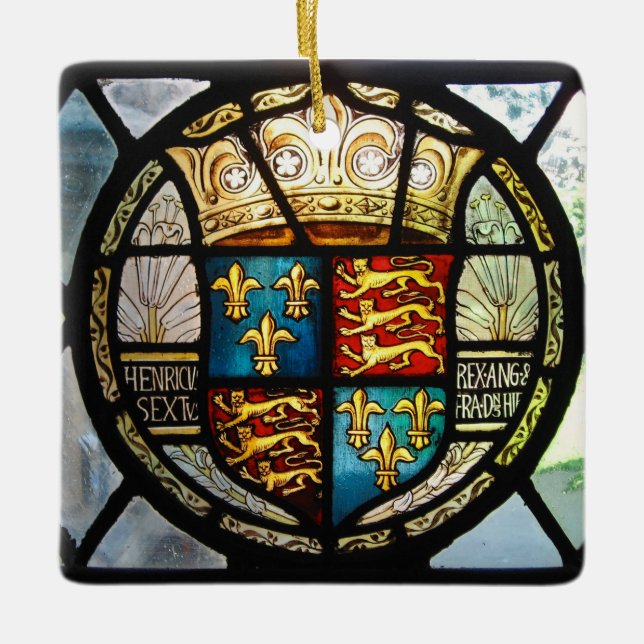 Adorno De Cerámica Escudo real de Tudor de armas Enrique VIII Vidrio  (Anverso)