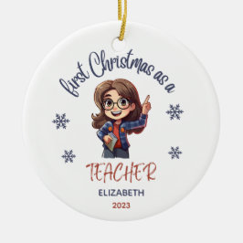 Adorno De Cerámica Escuela 1 Navidades Teacher Cute Gift Nombre