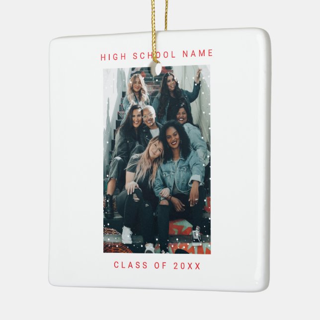 Adorno De Cerámica Escuela de Snowfall de dos fotos (Izquierda)