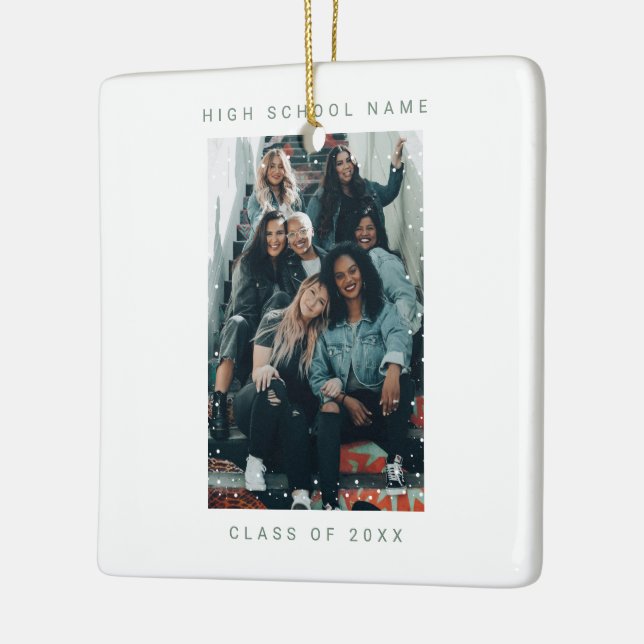 Adorno De Cerámica Escuela de Snowfall Green de dos fotos (Izquierda)