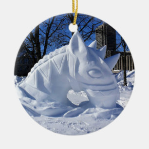Adorno De Cerámica Escultura de Nieve de Caballo, Quebec, Canadá