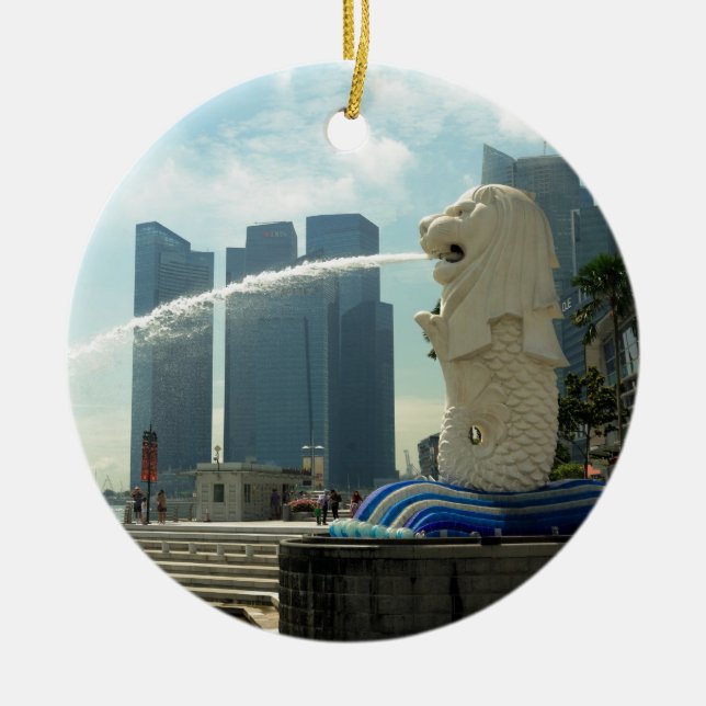 Adorno De Cerámica Escultura Merlion Singapur (Frente)