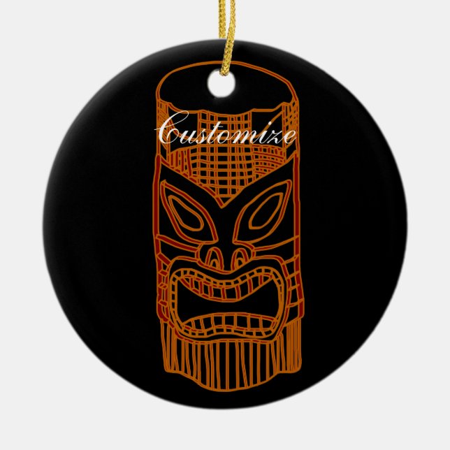 Adorno De Cerámica Escultura Tiki de oro Thunder_Cove (Frente)