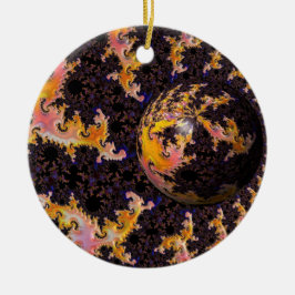 Adorno De Cerámica Esfera de Tormenta Fractal de Fuego