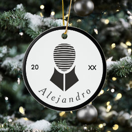 Adorno De Cerámica Esgrima de esgrima blanco negro de esgrima Nombre 