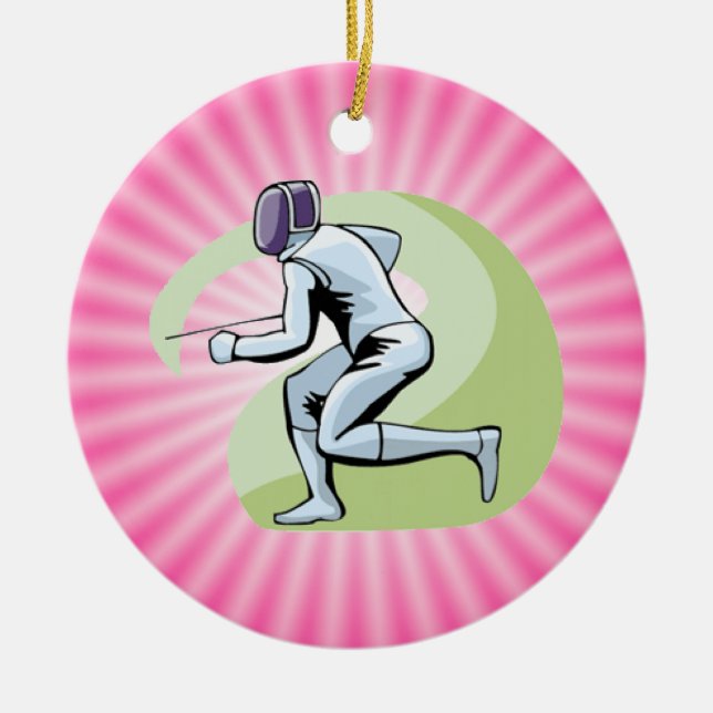 Adorno De Cerámica Esgrima rosa (Frente)