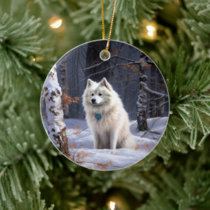 Adorno De Cerámica Eskimo Americano Deja que nieve Navidad