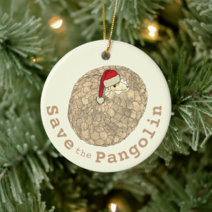 Adorno De Cerámica Eslogan navideño de pangolín lindo