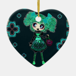 Adorno De Cerámica Esmeralda de Lolita gótica y negro