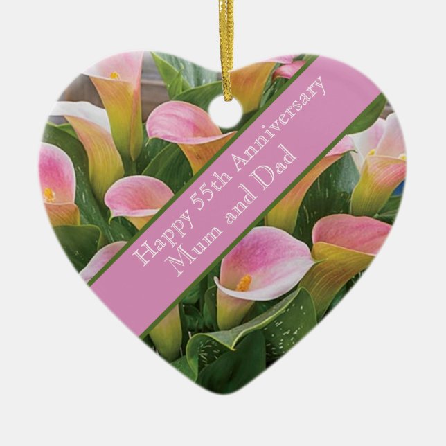 Adorno De Cerámica Esmeralda del 55° aniversario Boda (Frente)