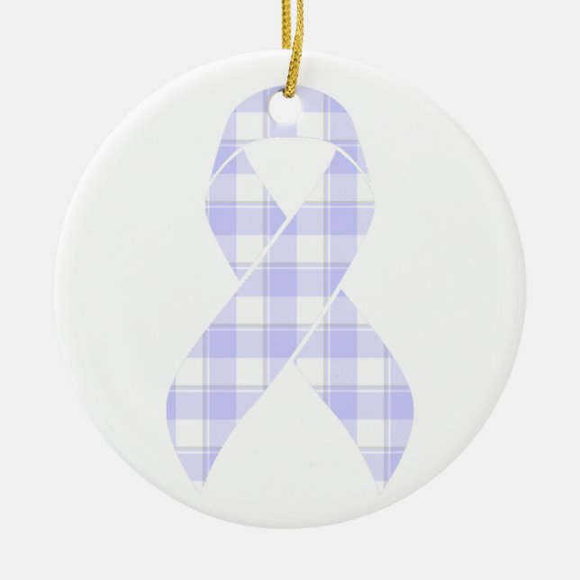 Adorno De Cerámica Esophageal Cancer Awareness Plaid Periwinkle (Frente)