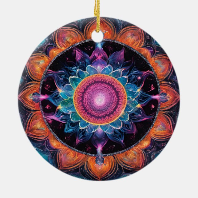 Adorno De Cerámica Espacio colorido Mandala (Atrás)